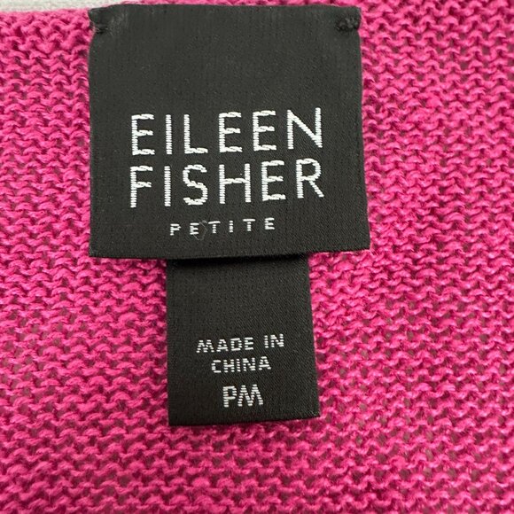 Eileen Fisher Petite Open Knit Fuchsia Linen Sweater Size PM - Picture 4 of 8